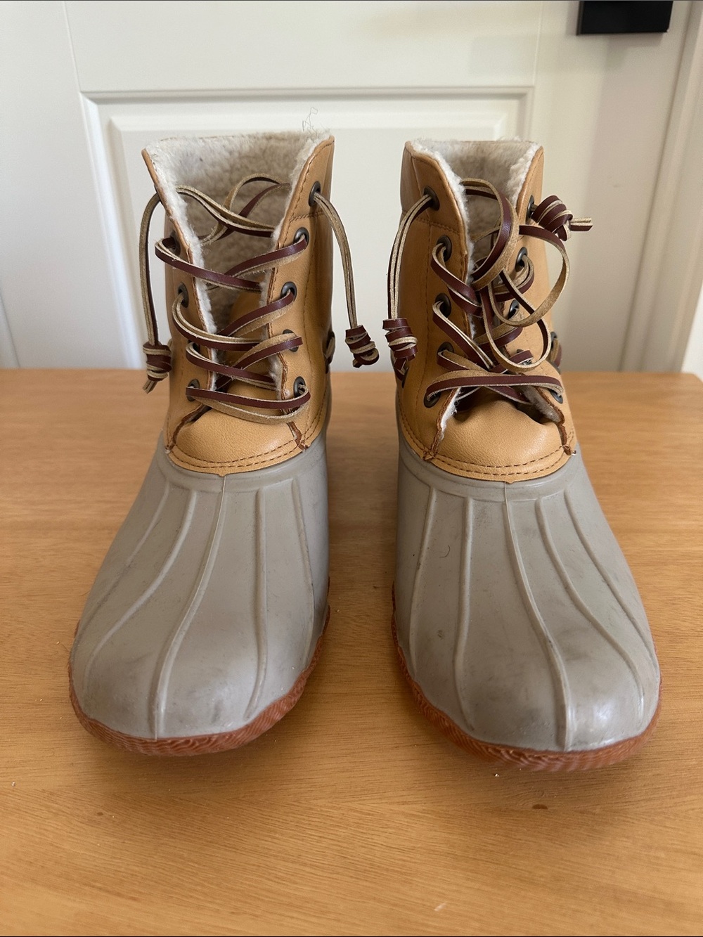 Seven7 Tan and Gray Women's Winter Rain Duck Boots